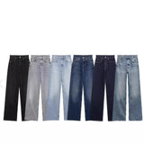 Fashion Classic Water Wash Jeans 2025 Spring High-Rise Straight Slack Trousers Women