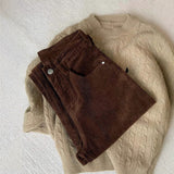 Millard Coffee Color Wick Plus Velvet Sleeves Sleeves Women Autumn And Winter Small High-Waist Loose Loose Thickened Long Pants