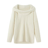 Ins Vintage Lazy Wind Word Collared Knitted Shirt 2025 Autumn New French Babes Loose Collar Sweater
