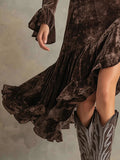 2025 Women's Velvet Splicing Lace Waist Dress French Temperament Dress
