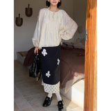 Black Wave Point Splicing Skirt Women's Dress 2025 New High-End Design Feeling Thin Straight-Tender Skirt