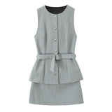 Women's Dress 2025 New Fashion Temperament Two-Piece Effect Of The Short Dress
