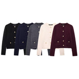 Women's 2025 New Fashion Gold Buckle Knitted Coat