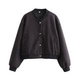 Women's Clothing 2025 Autumn And Winter New Women's Leisure Long-Sleeved Soft Short Bomber Jacket Jacket