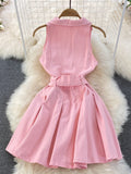 Sexy Denim Dress Design Feeling Hanging Neck Short Small A Word Ponpony Dress 0329