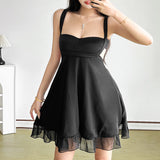 2025 Summer Fashion Trend Women's New Slings A Word Shoulder Loose Mesh Thin Dress