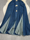 Thirteen Lines Of New Retro Clips Hollow Luthed Waists Thin Sleeveless Single Buckle A Word Open Fork Denim Dress