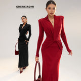 Middle East New Women's Fashion Casual Sexy Two-Piece Round Collar Blouse Dress Set