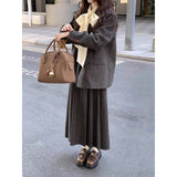 High-Level Temperament Reduced-Age Shirt Jacket Half-Dress Suit Women 2025 Autumn And Winter Lazy Loose Three Sets