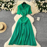 French Inside Sweater Dress Women 2025 Winter Elastic Repair Slimming Famous Wind Single Buckle Knitted Long Skirt