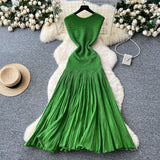 Light Luxury Famous Lady Senior Sense Sleeveless Knitted Dress Female Folds Splicing Body Of The Royal Sister Temperament Dress