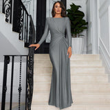 Hot Women's Evening Dress 2025 Summer New Fashion Temperament Dress With A Round-Neck Long-Sleeved Dress