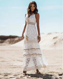 2025 Summer Temperament Bohemian Long Dress Burst Women's Lace Splicing Big Swinging Clothes
