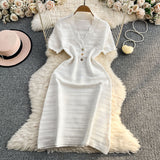 Chic Stunning Green Dress Woman 2025 Summer New French High-End Temperament Knitted Dress