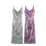 Women's Clothing Spring 2025 New Fashion Elegantly Elegantly Dressed Collared Flute Sling Dress