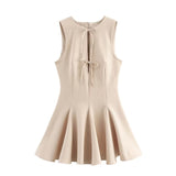 Women's Clothing 2025 Spring New Women's Wide Swing Bow Dress
