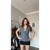 Vintage Niche Suit Women's Summer Slimming V-Neck Short-Sleeved Top Broad Leg Pants High-End Two-Sleeve