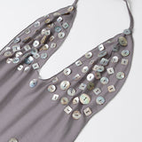 Ins2025 Summer New Sexy Hanging Neck Bare Back Lotus Leaf Side Dress Dress