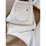 Milk White Broad Legs Loose High-Waisted Jeans Women Autumn And Winter Winter Plus Thick Small Hanging Trousers