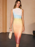 2025 New Women's Gradient Bag Hip Sleeveless Dress