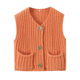 2025 Autumn Street Shirt Fashion Cute Crochet Wool Vest Knitted Thick Knitted Vest Women's Clothing