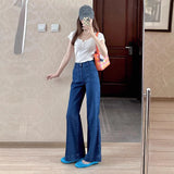 Small High-Waisted Elastic Micro-Horn Jeans Women Autumn And Winter French Retro No-Legs Horseshoe Horn Pants Spring And Summer