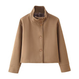 2025 Women's Autumn New Fashion Asymmetric Blending Short Loose Coat Coat