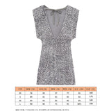 2025 Women's Beads Dress Dress Sleeveless Party With Cushioned Shoulder Mini Dress Y2K