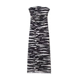 Summer New Women's First-Word Screen Printing Dress Folds