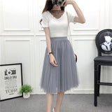 Net Yarn Skirt Women's Summer Long A Skirt High Waist 100 Folding Skirt 2025 Thin Soft Hanging Yarn Skirt