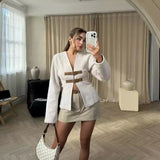 Women's Clothing 2025 Spring New Fashion V-Neck PU Leather Tripling With Soft Coat