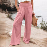 2025 New Spring Women's Casual Cotton Lint Comfortable Mid-Rise Trousers Women