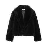 Women's Thick Lamb Fur Black Coat Women's Winter 2025 New Fur