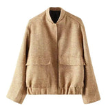 Autumn New Women's Street Personality Gold Beads Jacket Pocket Coat