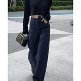 Black Broad-Legged Casual Suit Pants Women Summer Thin High-Waisted Small Man With Loose Thin Straight Trousers
