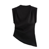 Women's Clothing 2025 Spring New New Fashion Folding Decoration Asymmetrical With Pad Shoulder Dress Woman