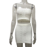 Spring 2025 New Fashion Women's Clothing Wrapped Breastless Sleeve Small Breasted Hottie Solid-Colored Bag Hip Skirt Suit
