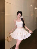 Pure-Style White Sling With Breast-Wear Vest Body Bm Half-Dress Skirt Set With Short Top Bottom Shirt Summer
