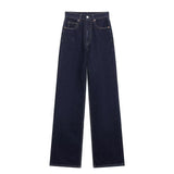 Fashion Classic Water Wash Jeans 2025 Spring High-Rise Straight Slack Trousers Women