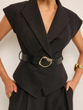 New Temperament Commuting Trousers Senior Sleeveless Set Waist Trouser Trouser Top Suit Suit Suit