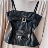 High-Grade Gray West Assembly V-Neck Double Buckle Vest Sleeveless Waist Blouse + High Waist-High-Scretch Broad-Legged Trousers Two