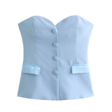Women's Clothing 2025 Spring New Sexy 4 Color Tight Single-Breasted Breast Small Vest + Short Skirt Set
