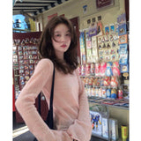 Gentle Wind Pure Desire To Cultivate Long-Sleeved Top Soft Pink Knitted Shirt Women 2025 Early Autumn New