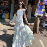 Fashion Unique Design Feel Beautiful Flowers Tight Waist Skirt Women's Summer Small Fashion A-Word Dress