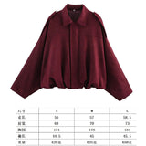 Women's 2025 New Bat Sleeve Loose-Fitting Velvet Bomber Jacket Jacket