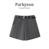 French Old Money Style High-Neck Knitted Cloak Sweater With Gray Shorts Autumn Two Sets