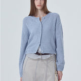 2025 New Knitwear Women's Long-Sleeved Round-Neck Button Solid Color Sweater Knitted Cardigan Top Women