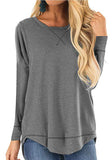 Women's Clothing 2025 Autumn And Winter Round Collar Long-Sleeved T-Shirt Solid Color Loose Top Before The Short And Rear Long Tuxedo Women's T