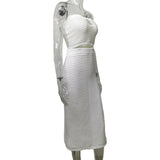 Spring/Summer 2025 New Knitted Women's Clothing Wrapped Breastless Sleeveless Little Breasted Hottie Bag Hip Skirt Suit