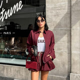 Autumn New Women's Design Style Zipper Lantern Mini-Skirt Set